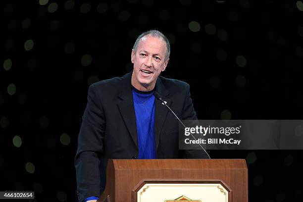 Jim Kelly winner of the Tom Brookshier Spirit Award attends the 78th Annual Maxwell Football Club Awards Gala Press Conference at the Tropicana...