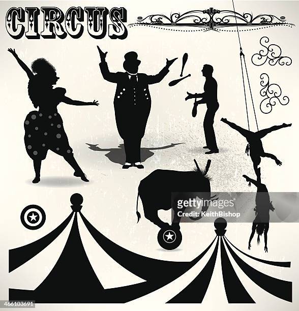 illustrations, cliparts, dessins animés et icônes de artistes de cirque-divertissement - chapiteau de cirque