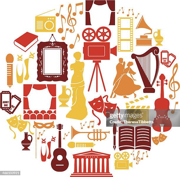 entertainment and culture icon set - art stock illustrations