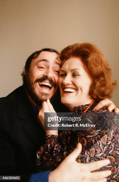 Portrait of Italian tenor Luciano Pavarotti and Australian coloratura soprano Joan Sutherland at Lincoln Center, January 22, 1979.