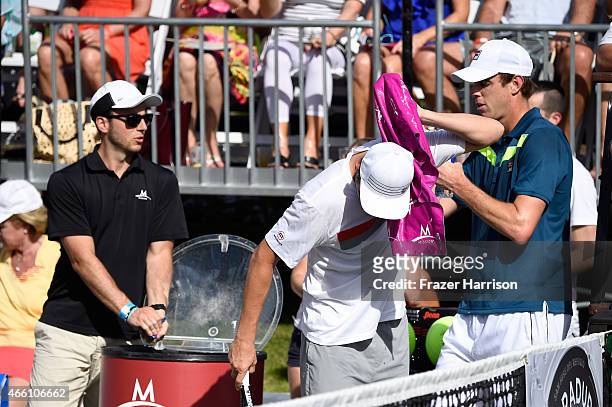Tennis Pos Mardy Fish and Sam Querrey play 11th Annual Desert Smash Hosted By Will Ferrell Benefiting Cancer For College at La Quinta Resort and Club...