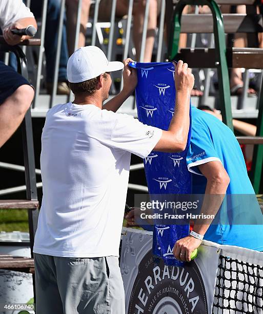 Tennis Pos Mardy Fish and Sam Querrey play 11th Annual Desert Smash Hosted By Will Ferrell Benefiting Cancer For College at La Quinta Resort and Club...