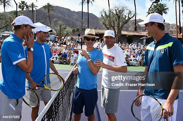 Tennis Players Mike Bryan, Bob Bryan, actor Timothy Olyphant Sam Querrey and Mardy Fish play at the 11th Annual Desert Smash Hosted By Will Ferrell...