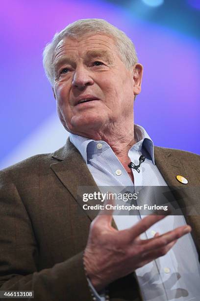 Former Liberal Democrat leader Paddy Ashdown addresses delegates during the spring conference at the ACC on March 13, 2015 in Liverpool, England....