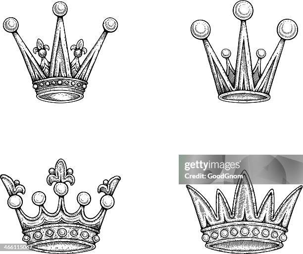 crown set - pearl jewellery stock illustrations