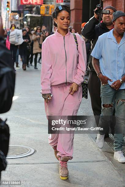 Rihanna is seen on March 13, 2015 in New York City.