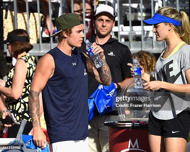 Justin Bieber and Eugenie Bouchard attend the 11th Annual Desert Smash Hosted By Will Ferrell Benefiting Cancer For College at La Quinta Resort and...