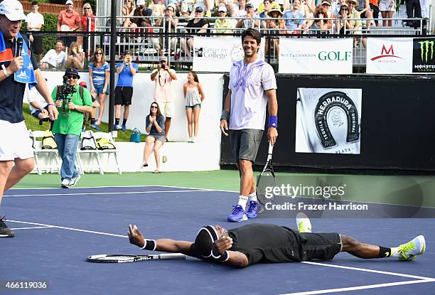 Actokevin Hart and tennis pro, Fernando Verdasco,play tennis at the 11th Annual Desert Smash Hosted By Will Ferrell Benefiting Cancer For College at...