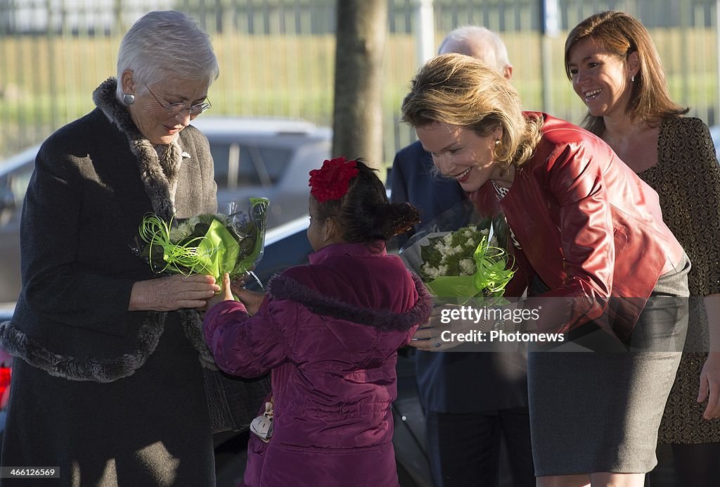 Queen Mathilde of Belgium & Queen Paola of Belgium Of Belgium Visit Child Focus