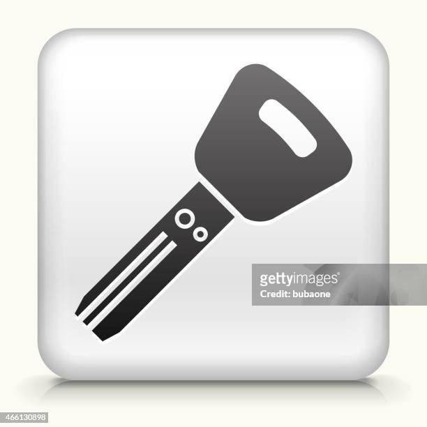 illustrazioni stock, clip art, cartoni animati e icone di tendenza di pulsante quadrato con la chiave dell'automobile - chiave dellautomobile