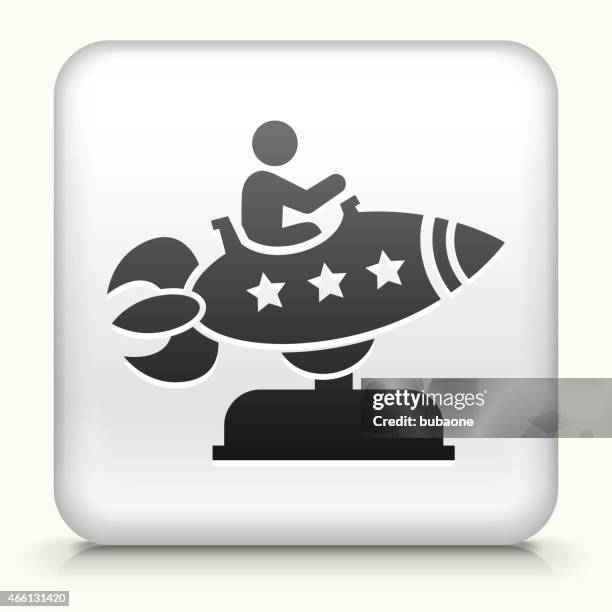 Rocket Button Square Square Button With Rocket Riding Royalty Free Vector Art High-Res ...