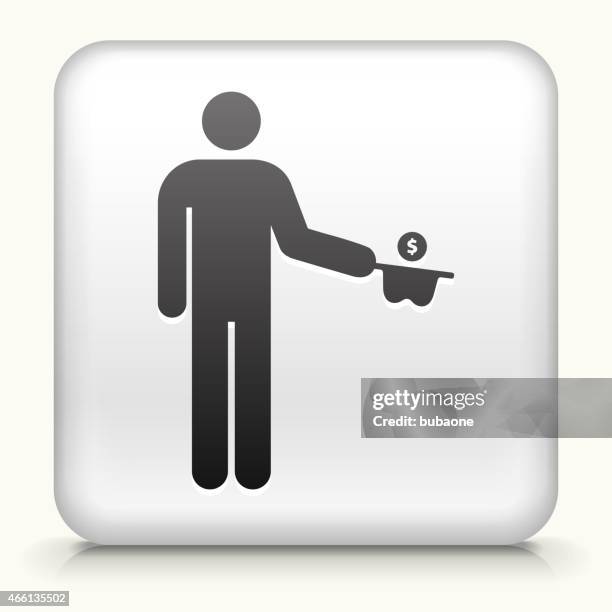 square button with money begging interface icon - asking for help stock illustrations