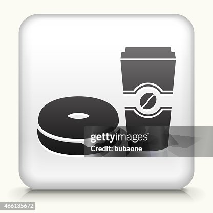 Square Button with Bagel & Coffee interface icon Square Button with Bagel & Coffee interface icon