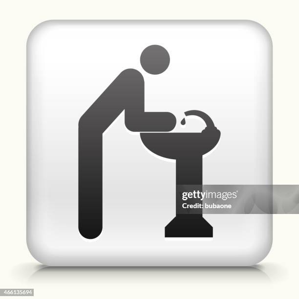 square button with washing hands interface icon - wash your hands infographic stock illustrations