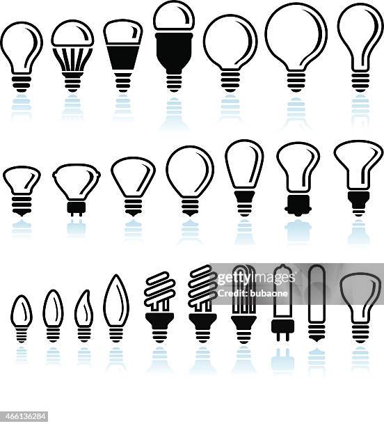 fluorescent and led light bulb interface icons on white background - led candle stock illustrations