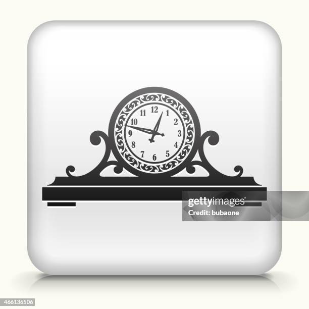 square button with antique clock - antique clock stock illustrations