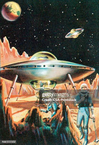 stockillustraties, clipart, cartoons en iconen met spaceship - ufo