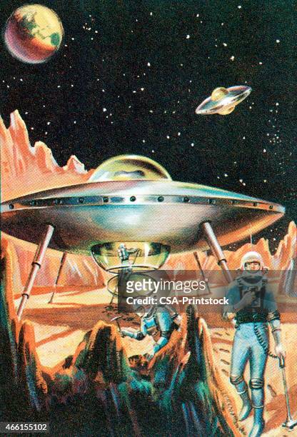 spaceship - flying saucer stock illustrations