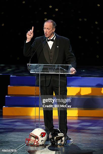Jim Kelly winner of the Tom Brookshier Spirit Award attends the 78th Annual Maxwell Football Club Awards Gala at the Tropicana Casino March 13, 2015...