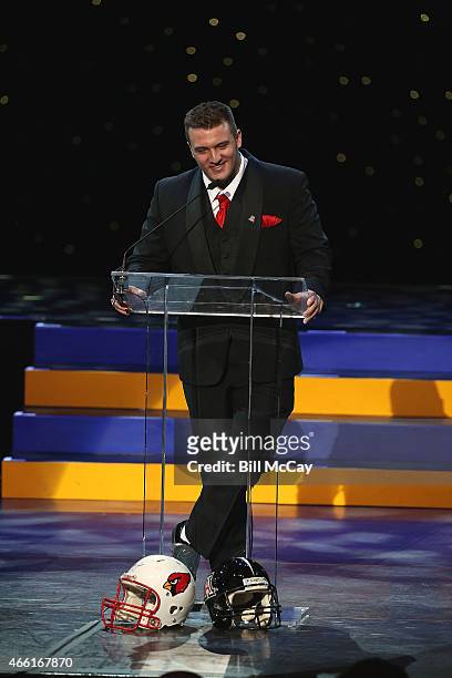 Scooby Wright III winner of the Chuck Bednarik Award for College Defensive Player of the Year attends the 78th Annual Maxwell Football Club Awards...