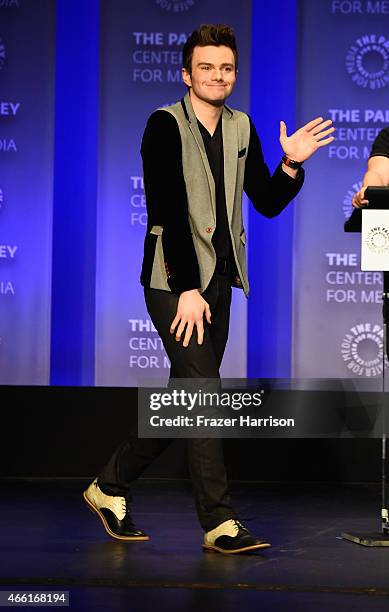 Actor Chris Colfer on stage at The Paley Center For Media's 32nd Annual PALEYFEST LA - "Glee" at Dolby Theatre on March 13, 2015 in Hollywood,...