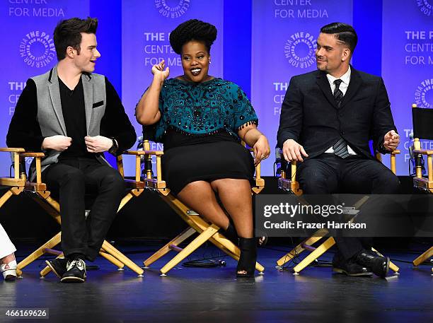 Actos Chris Colfer, Amber Riley and Mark Salling on stage at The Paley Center For Media's 32nd Annual PALEYFEST LA - "Glee" at Dolby Theatre on March...