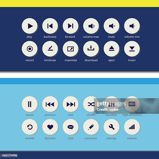 flat media player elements - rewind stock illustrations