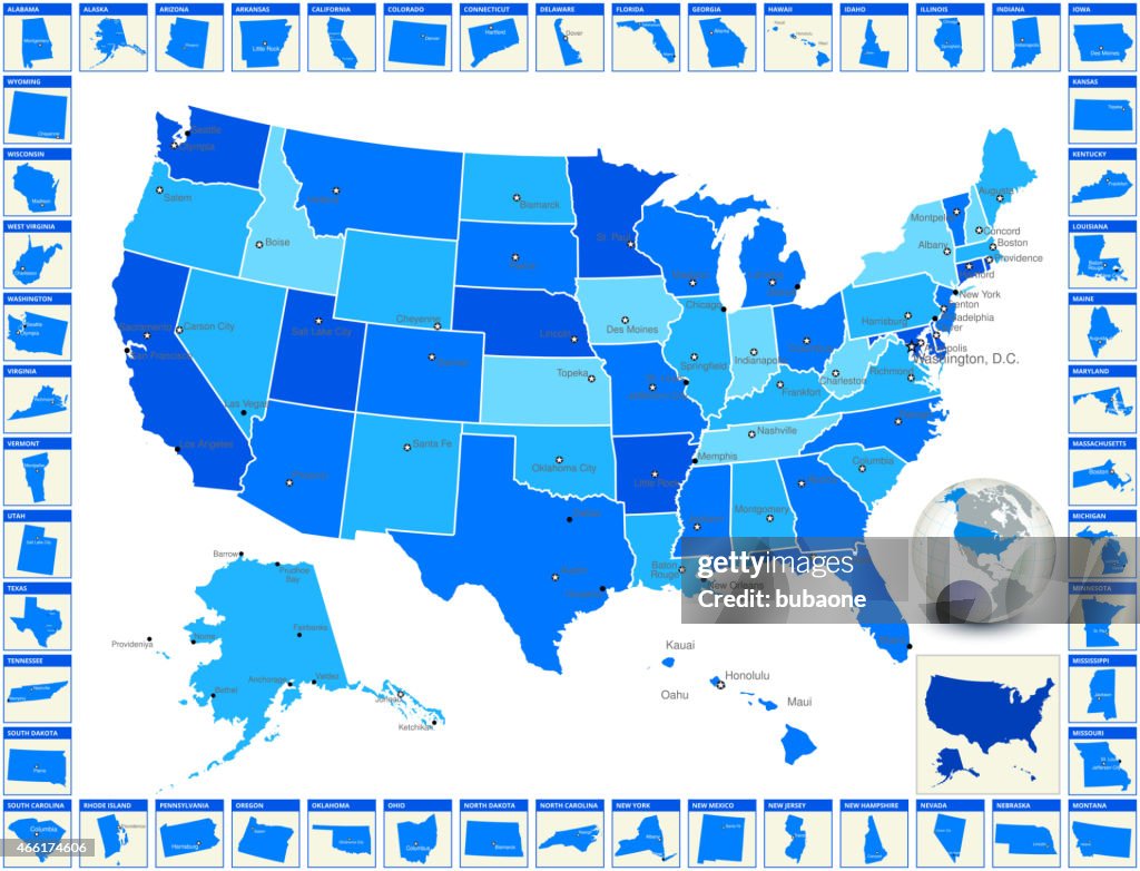 Dettagliato vettoriali royalty-free con stato USA mappa città