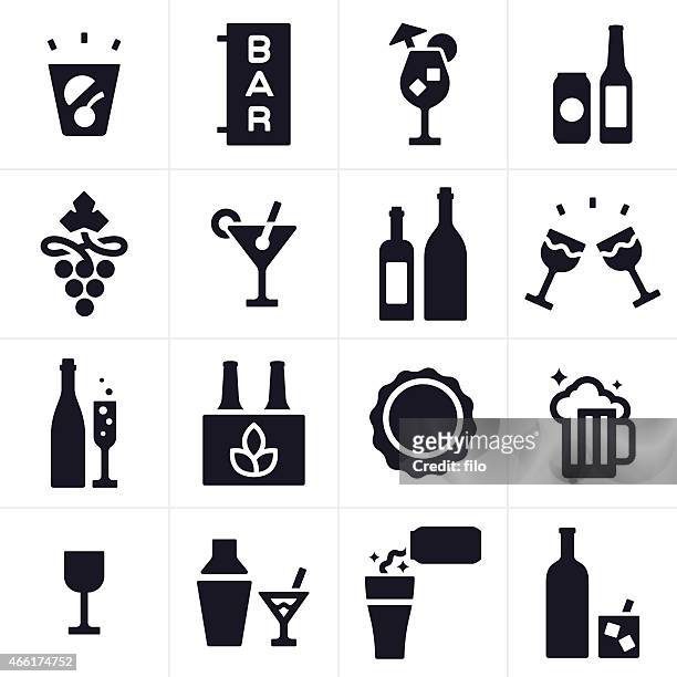 アルコール飲料とアルコールビールのアイコン - パブ点のイラスト素材／クリップアート素材／マンガ素材／アイコン素材
