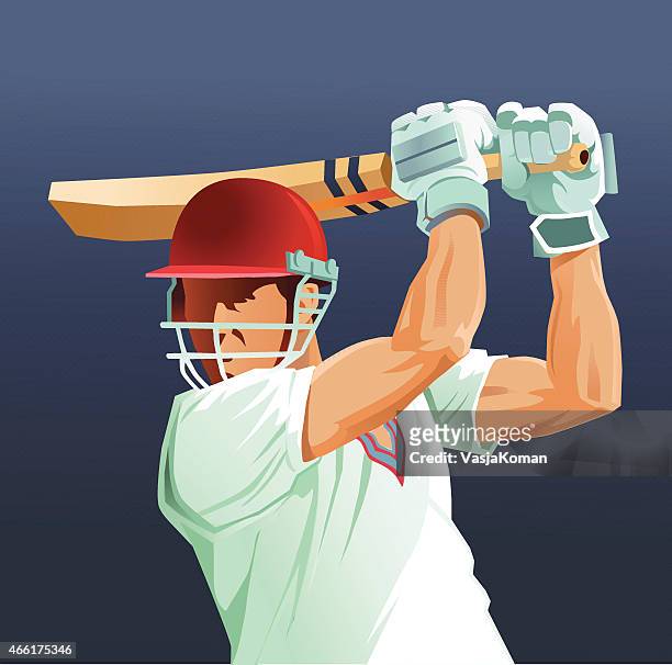 stockillustraties, clipart, cartoons en iconen met sport game of cricket - batsman close up - cricket game