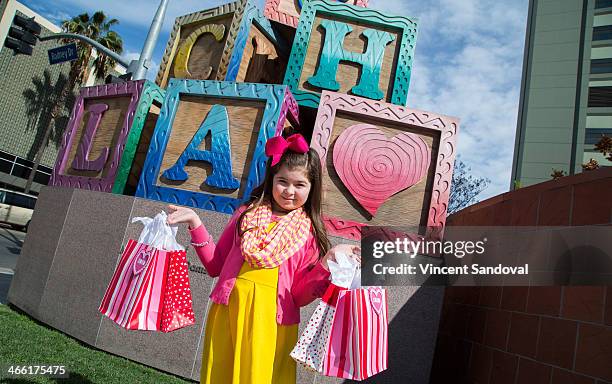 Actress Addison Riecke visits and brings gifts to patients at the Pediatric Rehabilitative Medicine Unit at Children's Hospital Los Angeles on...