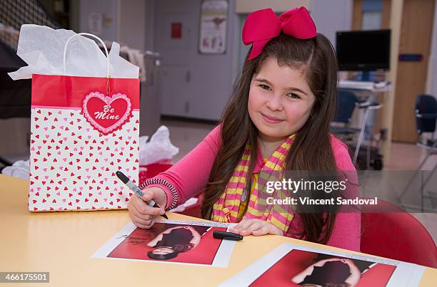 Actress Addison Riecke visits and brings gifts to patients at the Pediatric Rehabilitative Medicine Unit at Children's Hospital Los Angeles on...