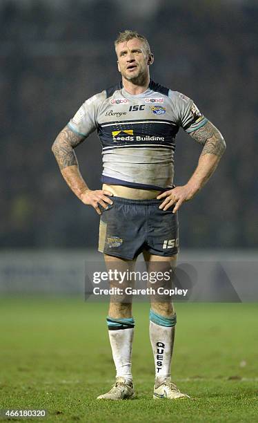 Jamie Peacock of Leeds Rhinos in action during the First Utility Super League match between Warrington Wolves and Leeds Rhinos at The Halliwell Jones...