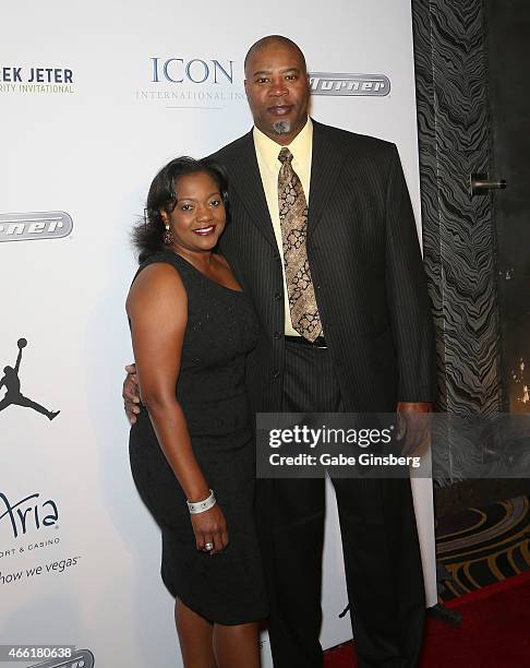 Toni Doleman and her husband, former National Football League player Chris Doleman, arrive at the Derek Jeter Celebrity Invitational red carpet event...