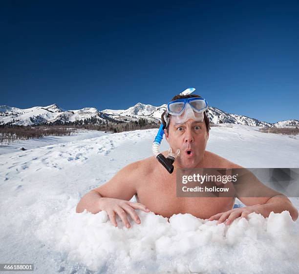 ice fishing with snorkel gear - the ice 2014 stock pictures, royalty-free photos & images