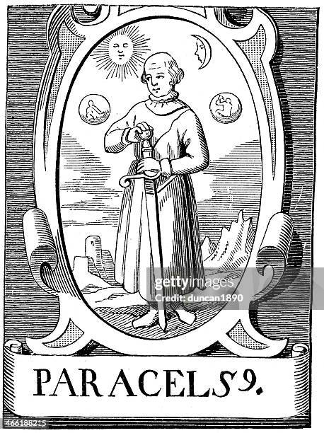 the alchemist paracelsus - alchemy stock illustrations