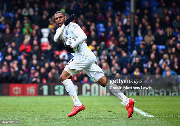 Matt Phillips of QPR celebrates his goal during the Barclays Premier League match between Crystal Palace and Queens Park Rangers at Selhurst Park on...