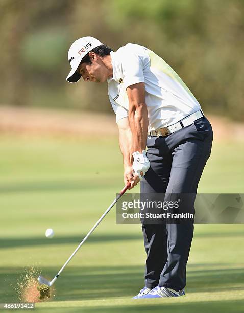 Adrian Otaegui of Spain plays a shot during the third round of the Tshwane Open at Pretoria Country Club on March 14, 2015 in Pretoria, South Africa.