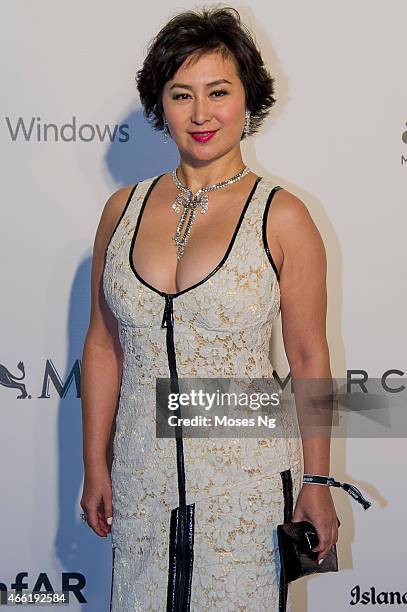 Pansy Ho arrives on the red carpet during the 2015 amfAR Hong Kong gala at Shaw Studios on March 14, 2015 in Hong Kong.