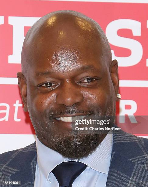 Hall of Famer and all-time rushing leader, Emmitt Smith visits Macy's Herald Square on January 31, 2014 in New York City.