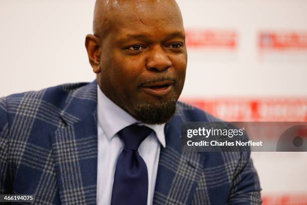 Hall of Famer and all-time rushing leader, Emmitt Smith visits Macy's Herald Square on January 31, 2014 in New York City.