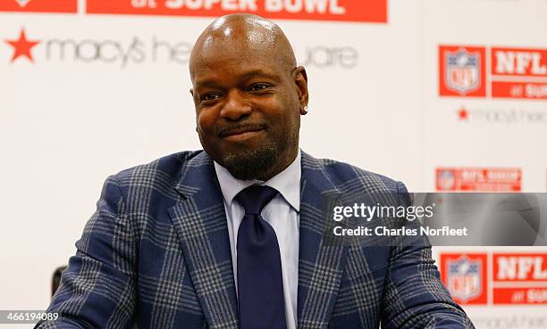 Hall of Famer and all-time rushing leader, Emmitt Smith visits Macy's Herald Square on January 31, 2014 in New York City.