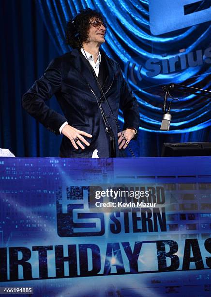 Howard Stern speaks onstage at "Howard Stern's Birthday Bash" presented by SiriusXM, produced by Howard Stern Productions at Hammerstein Ballroom on...