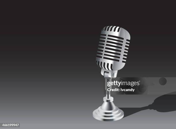 microphone on black background - vintage microphone stock illustrations