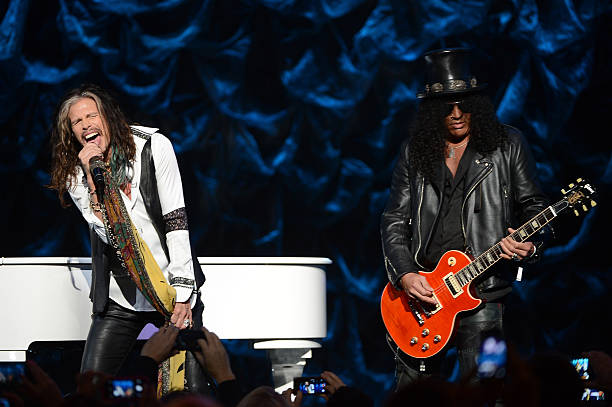 Steven Tyler and Slash perform at "Howard Stern's Birthday Bash" presented by SiriusXM, produced by Howard Stern Productions at Hammerstein Ballroom...