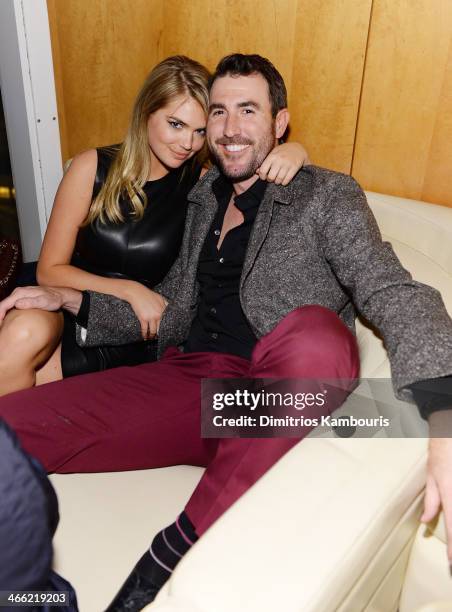 Model Kate Upton and professional baseball player Justin Verlander attend the GQ Super Bowl Party 2014 sponsored by Patron Tequila, Van Heusen, and...