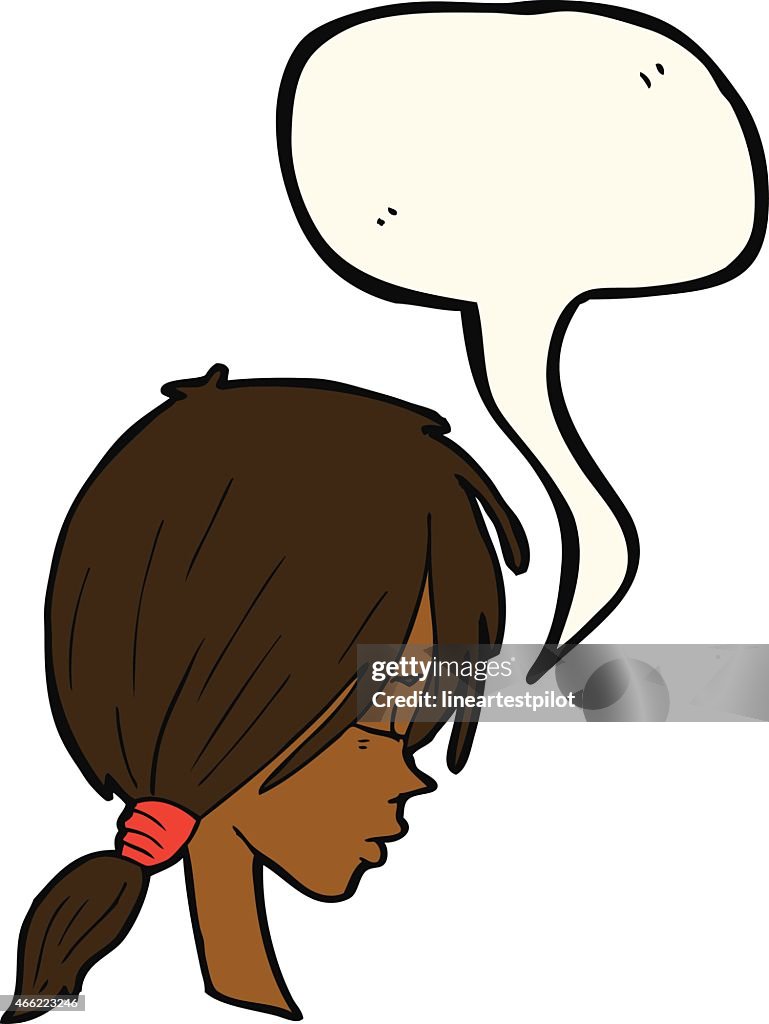 Cartoon Girl Looking Thoughtful With Speech Bubble High-Res Vector Graphic  - Getty Images