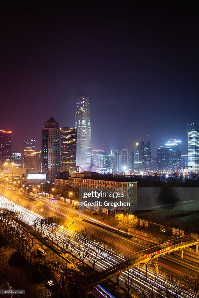 Beijing International Trade streets at night