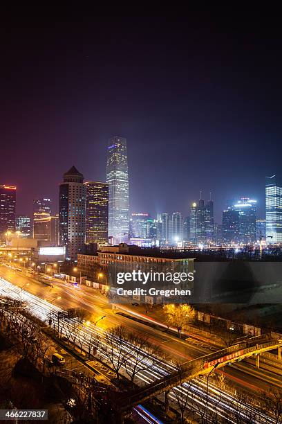 Beijing International Trade Streets At Night High-Res Stock Photo