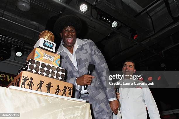 Magic Johnson and Buddy Valastro onstage at Time Warner Cable Studios And Aspire Bring Soul To The Big Game on January 31, 2014 in New York City.